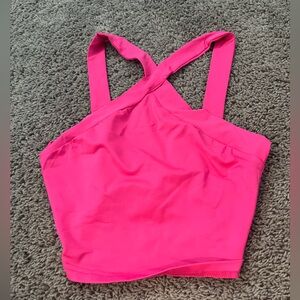 Hot pink going out crossed tight crop top